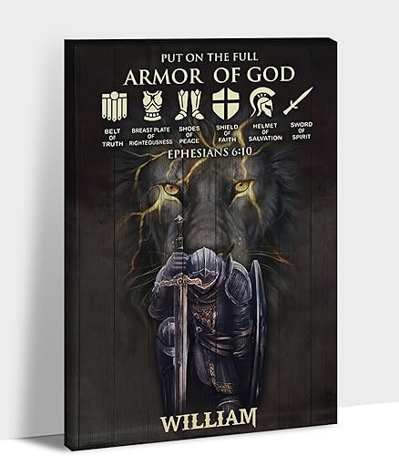 Arte de pared de armadura de Dios, impresiones en lienzo de guerrero, decoración de pared de león de Judá y caballero, póster de arte de pared