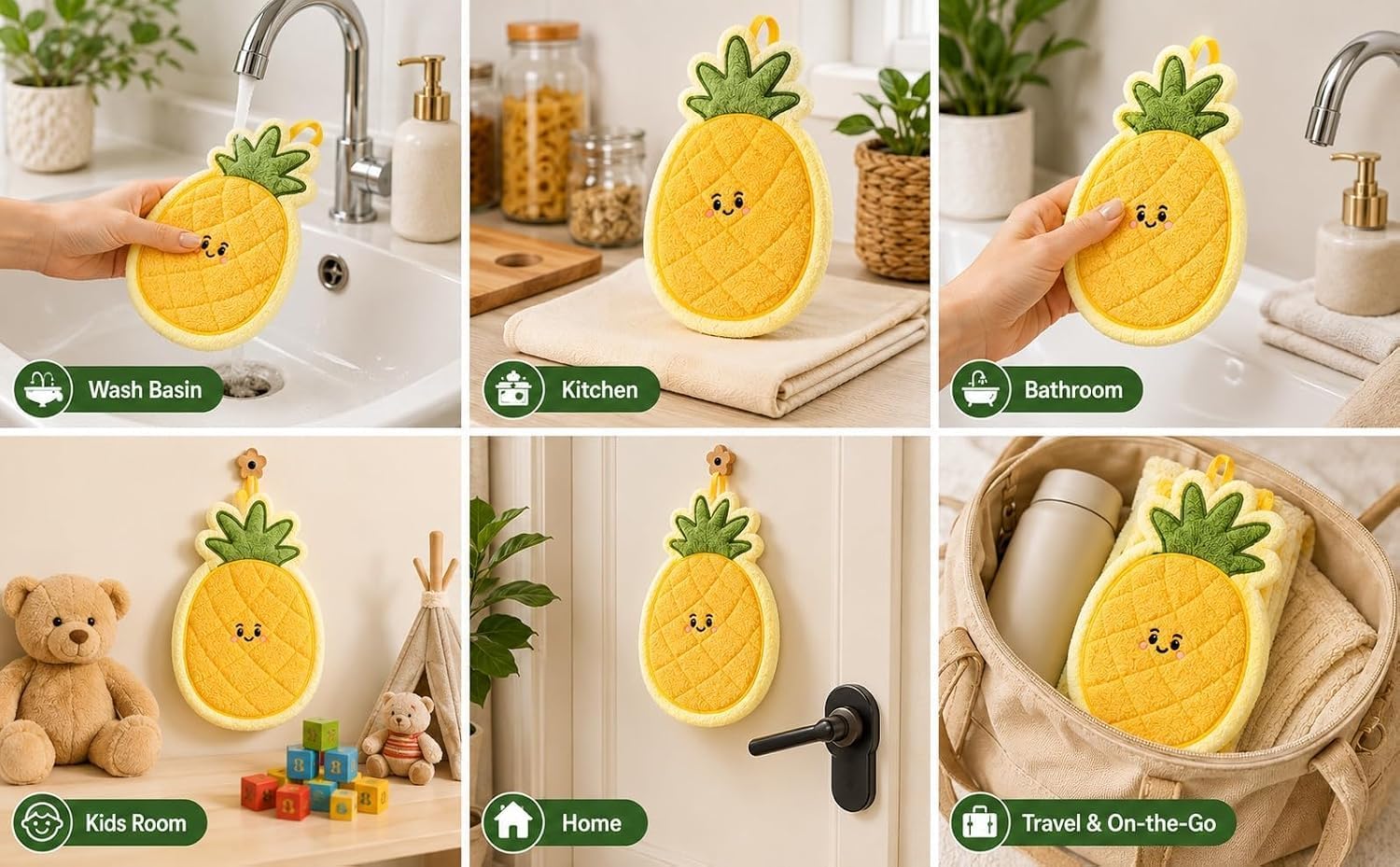 Cute Pineapple Hand Towel - Soft Coral Fleece -6