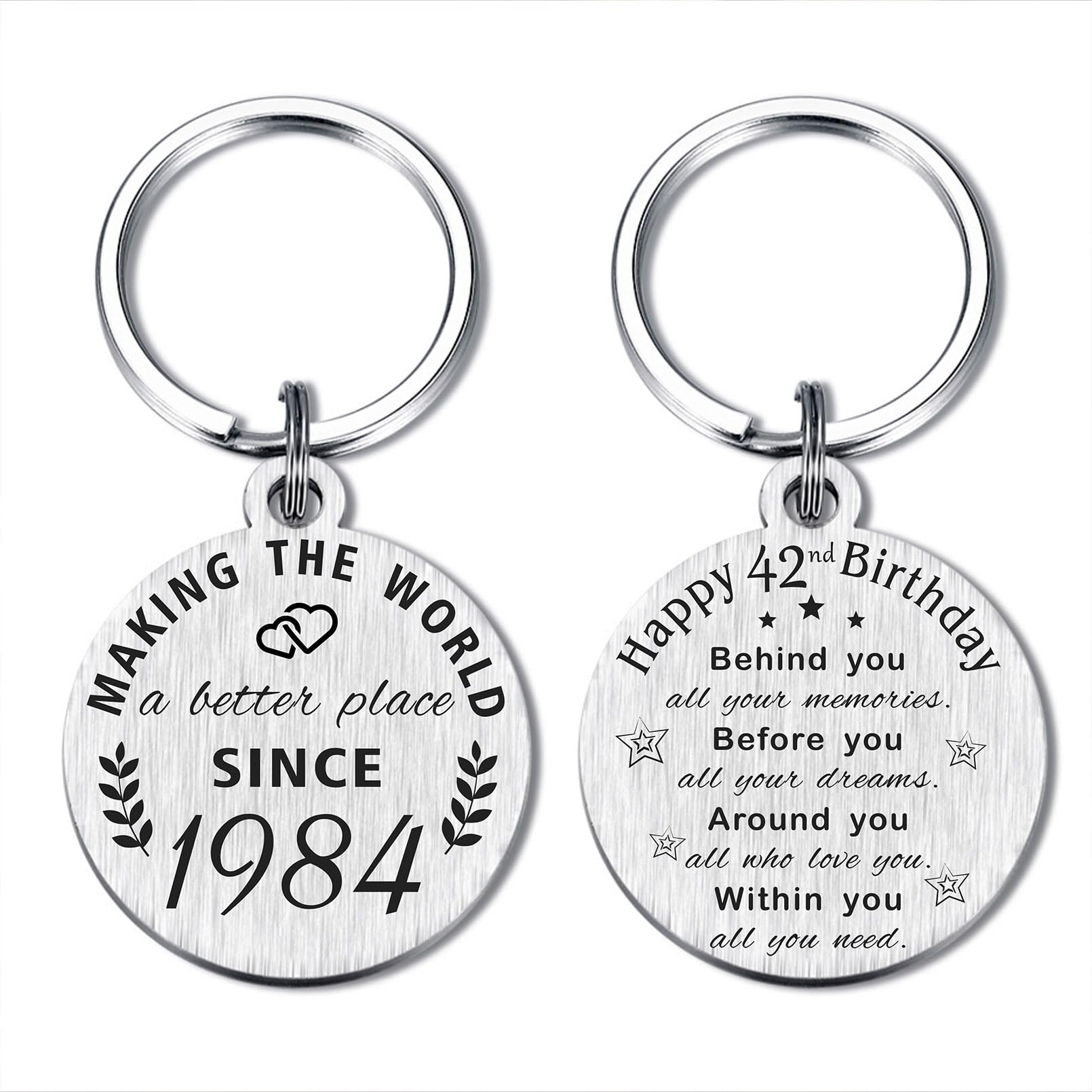 ABNTY 42nd Birthday Gifts for Women Men, 42 Year Old Birthday Keychain, Born in 1984 Gifts, 1984 Birthday Decorations