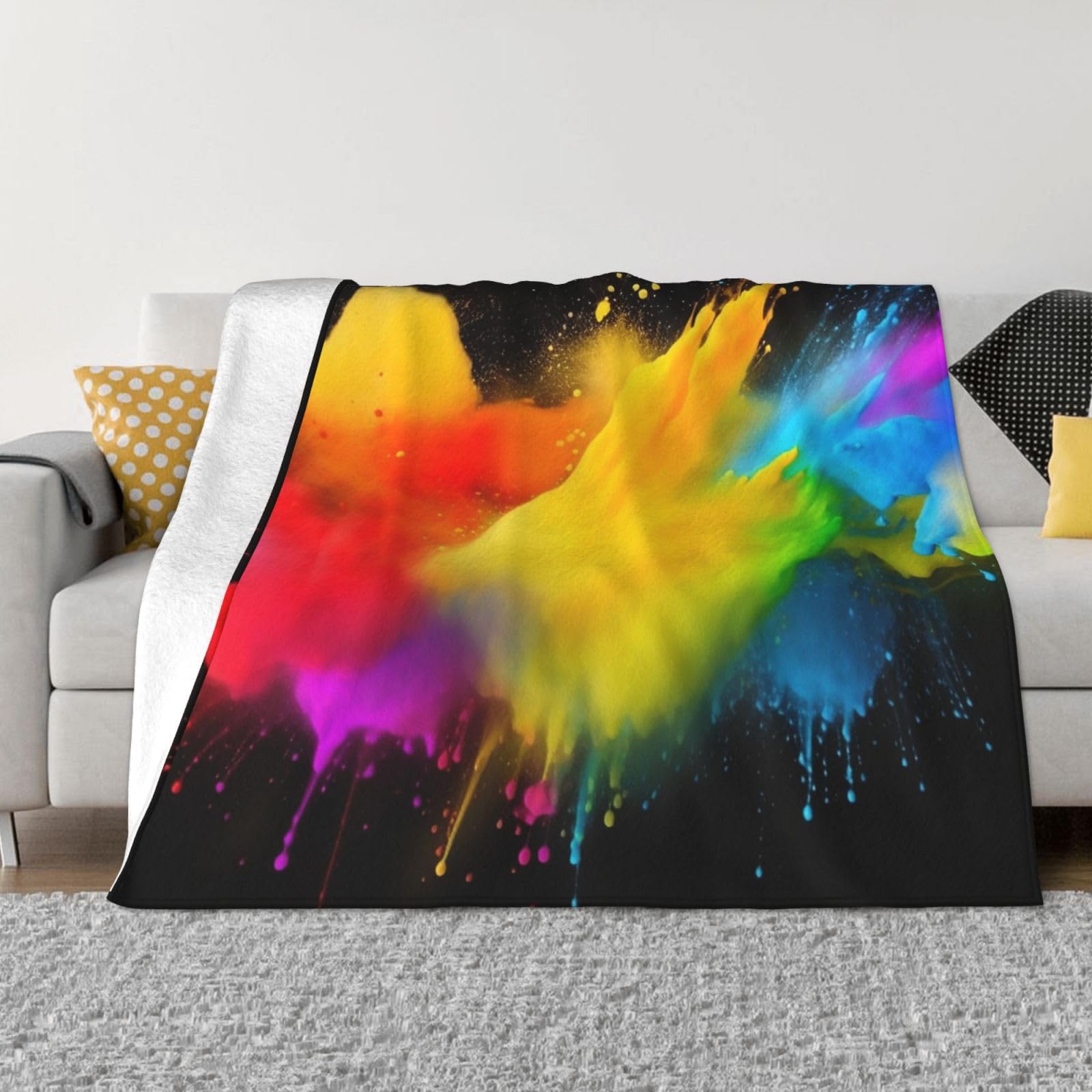 Couverture polaire colorée en flanelle jeté de canapé 152x127 cm