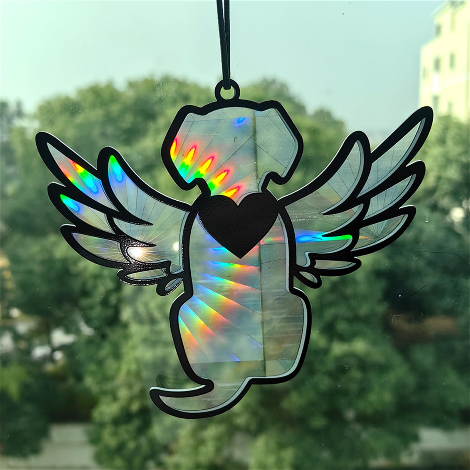Loving Dog Acrylic Window Hanging Decor, Suncatchers Stained Glass Window Panels Decorative Wall Art Mural Bedroom Office Garden Decoration Gift for Mom Grandma Teacher Dog Lover