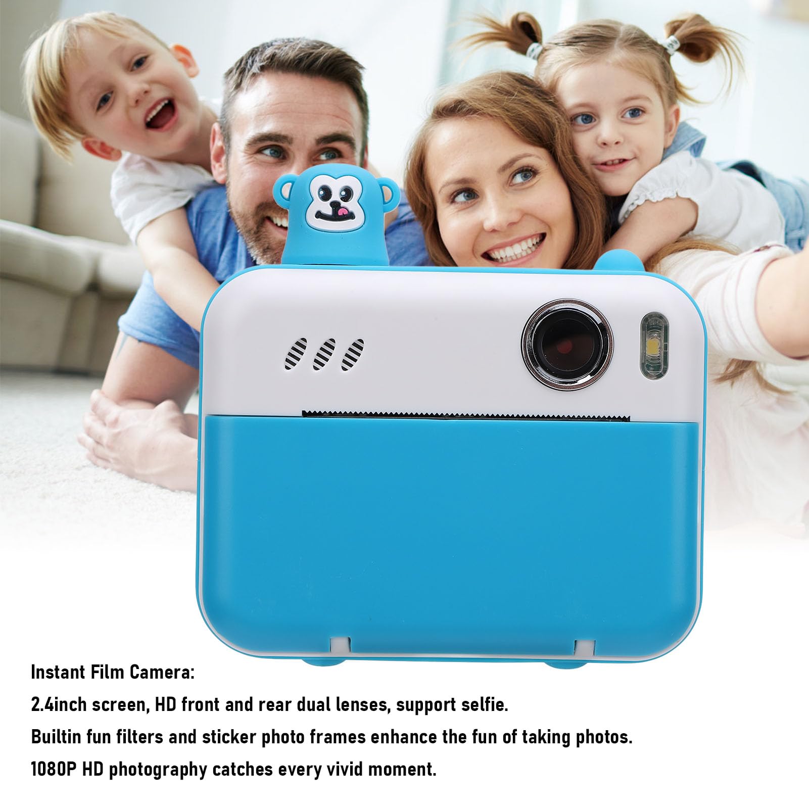 HD Camera 2.4inch Screen Dual Cameras, 1080P Video, 8MP Photos 256GB Support, Display Screen, Educational Festival, Abs Material, MP3 Player (Sky Blue)