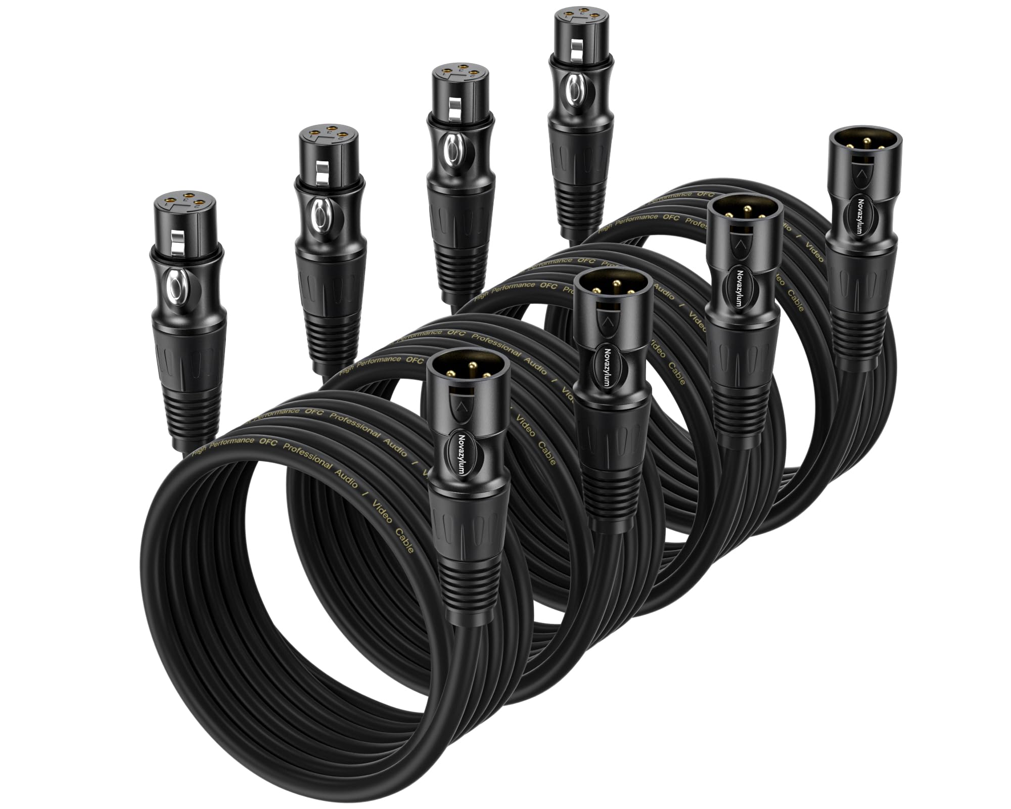 Lot de 4 câbles XLR mâle vers femelle de 0,9 m