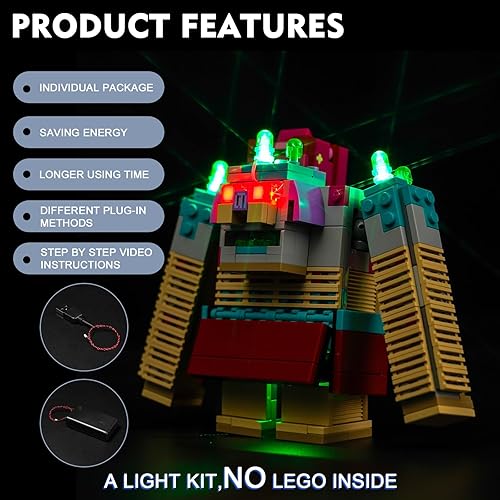 Miniatura 4 de BrickBling Kit de luces para Lego Mine-Craft Legends The Devourer Showdown Adventure 21257, iluminación creativa compatible con Lego Devourer