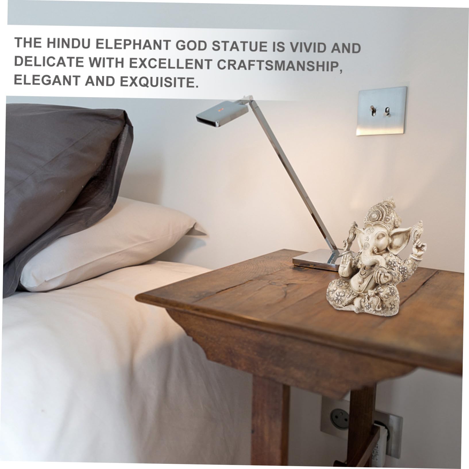 Estatua del Elefante de Resina Beige, Escultura Riqueza