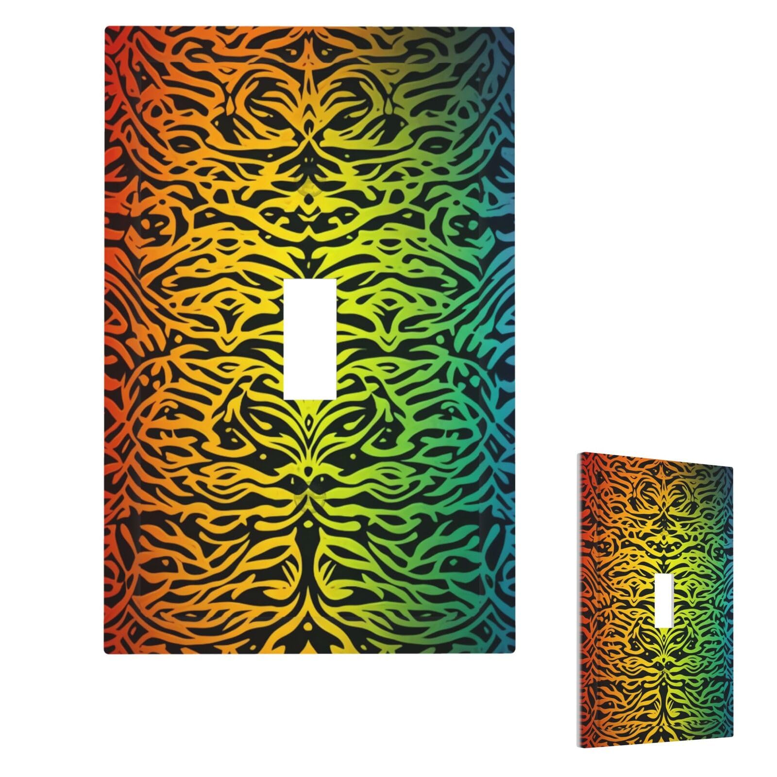Rainbow Pattern Background Wall Plate Cover Single Toggle, Modern Decorative Light Switch Cover Unbreakable Receptacle Outlet Covers for Living Room Bedroom Decor
