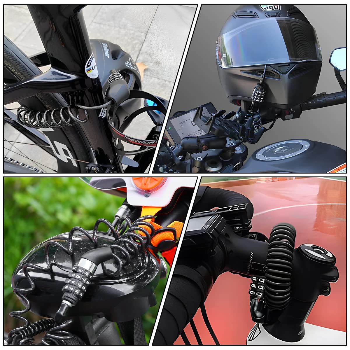 Lucchetto Bicicletta Password a 4 Cifre,Catena Bicicletta Antifurto in Lega di Zinco e PVC,lucchetto Bici Combinazione,lucchetto per Bicicletta Piccola per Motociclette, Scooter, Caschi, Biciclette