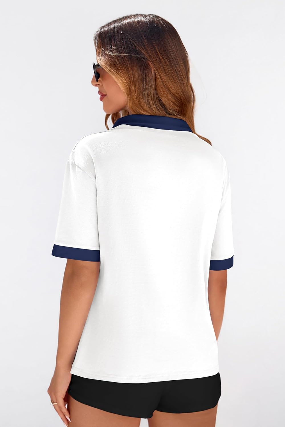 PRETTYGARDEN Summer Short Sleeve Polo Shirts for Women Collared V Neck Work Dressy Tops Knit Loose Business Casual Outfits - Image 4