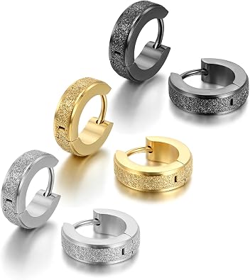 Cupimatch 3-6 Pairs Stainless Steel Cross Dangle Huggie Hinged Hoop Earrings for Men Women 1 Pair Silver Cross for Mothers Day