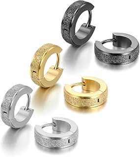 Cupimatch 3-6 Pairs Stainless Steel Cross Dangle Huggie Hinged Hoop Earrings for Men Women (1 Pair Silver Cross) for Mother's Day
