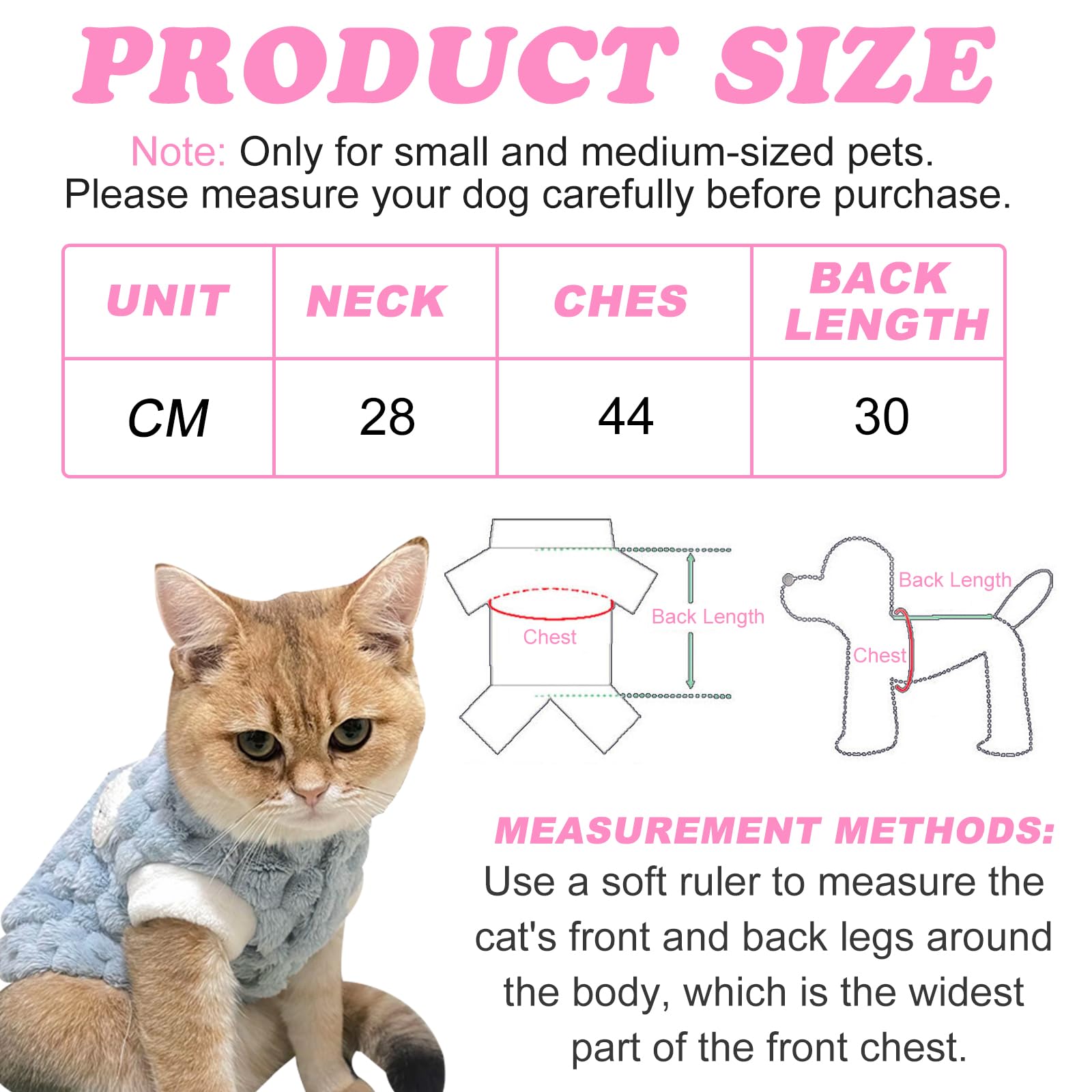 FOSDICK 2 Pieces Small Dog Jumper, Winter Fleece Sweater, Warm & Comfortable Cat Jumper for Small Pet Winter Warmth (Pink, Blue) - Image 2