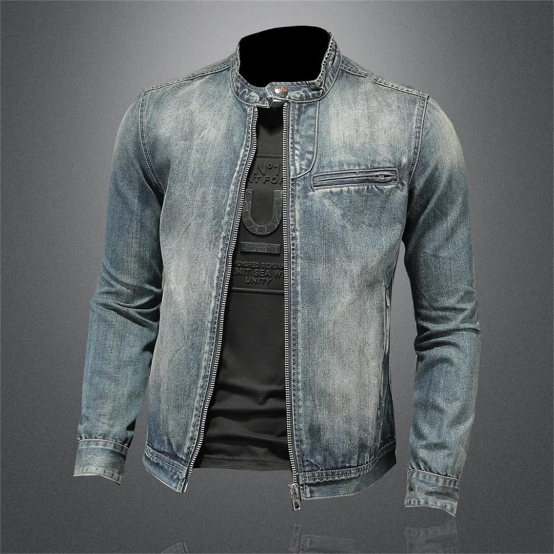 Męskie jednokolorowe kurtki jeansowe motocyklowe slim fit bawełniane płaszcze kowbojskie odzież wierzchnia kurtki dżinsowe
