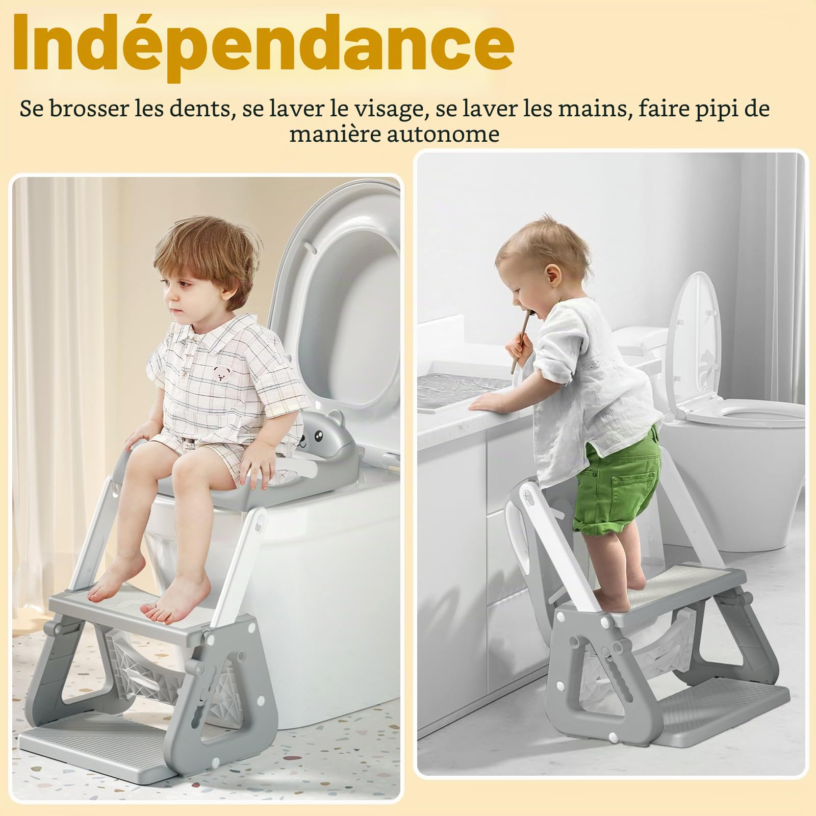 Reducteur Toilette Enfant, Pliable Réducteurs De Toilettes Avec Escalier, Adaptateur Toilette Enfant Avec Rembourrage En PU, Anti-éclaboussures Et Antidérapant, Pour Garçons Et Filles Bébé