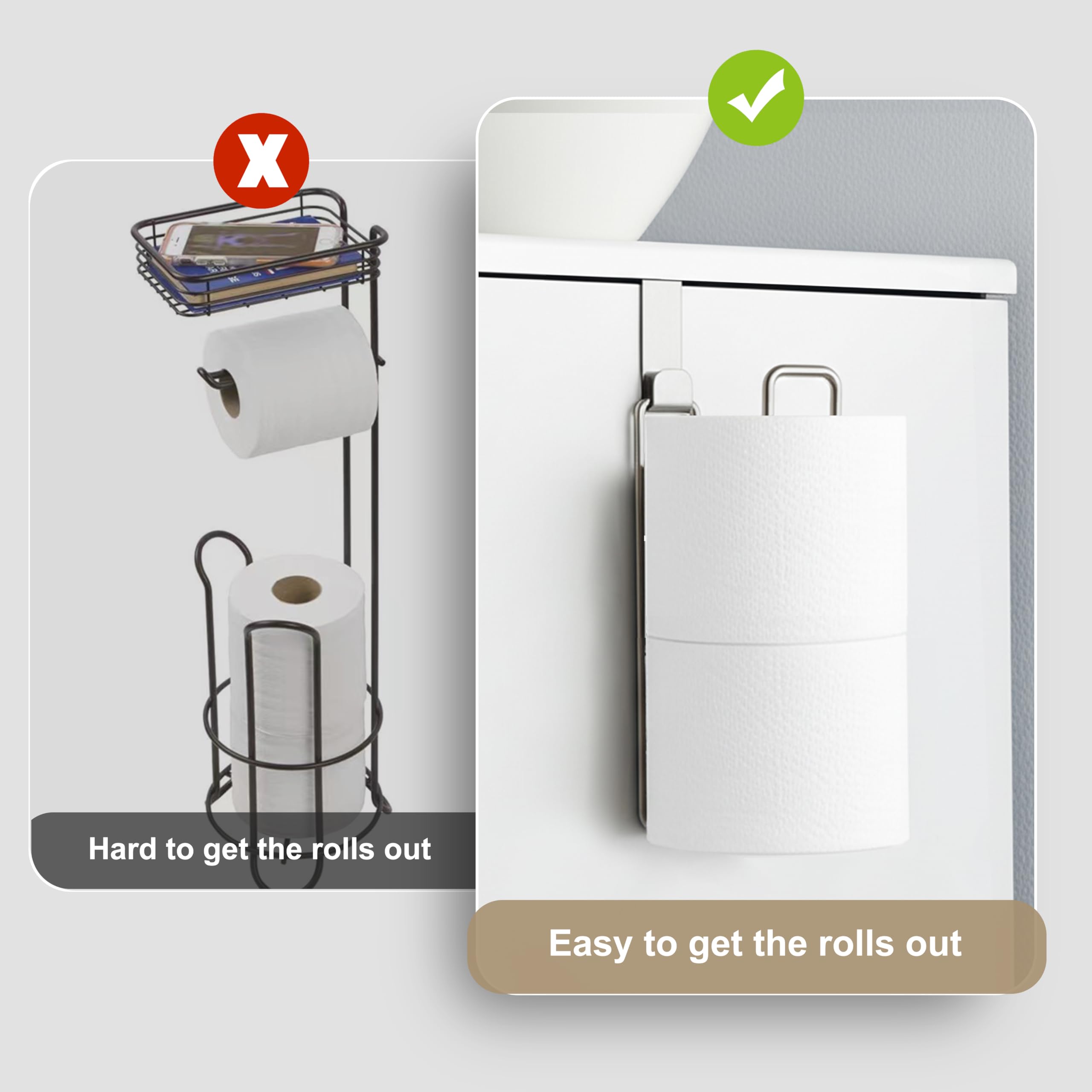 Portarrollos de papel higiénico con almacenamiento extra para 4 rollos de papel, soporte de pared para rollo de papel higiénico, níquel cepillado y cromo para baño, soporte de papel higiénico RV con