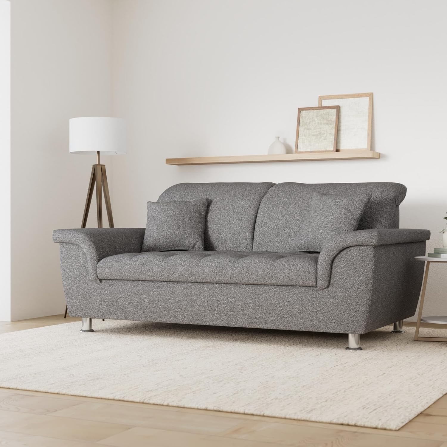 DOMO. collection Sofa Franzi, 2, 5-Sitzer Couch, 2, 5er Garnitur mit Nackenfunktion, Polstergarnitur 210 x 105 x 81 cm (BxTxH), grau