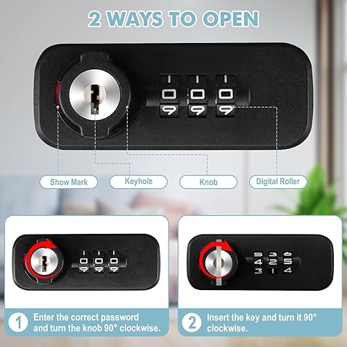 Miniatura 10 de KYODOLED Caja de documentos ignífuga con cerradura de llave, caja de almacenamiento segura para objetos de valor, pecho de seguridad resistente al