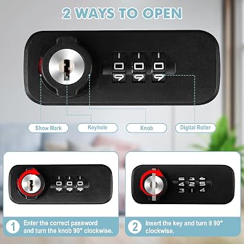 KYODOLED Fireproof Lock Box for Documents, Dual Combination and Key Lock Security with Carrying Handle, Metal Strong Safe Box to Keep Personal Items,Documents, Exterior 12.8 x 8.4 x 4.5, Black