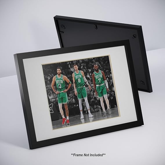 Ikonic Fotohaus Jayson Tatum Jaylen Brown Kristaps Porzingis Signed Photo Autograph Print Wall Art Home Decor