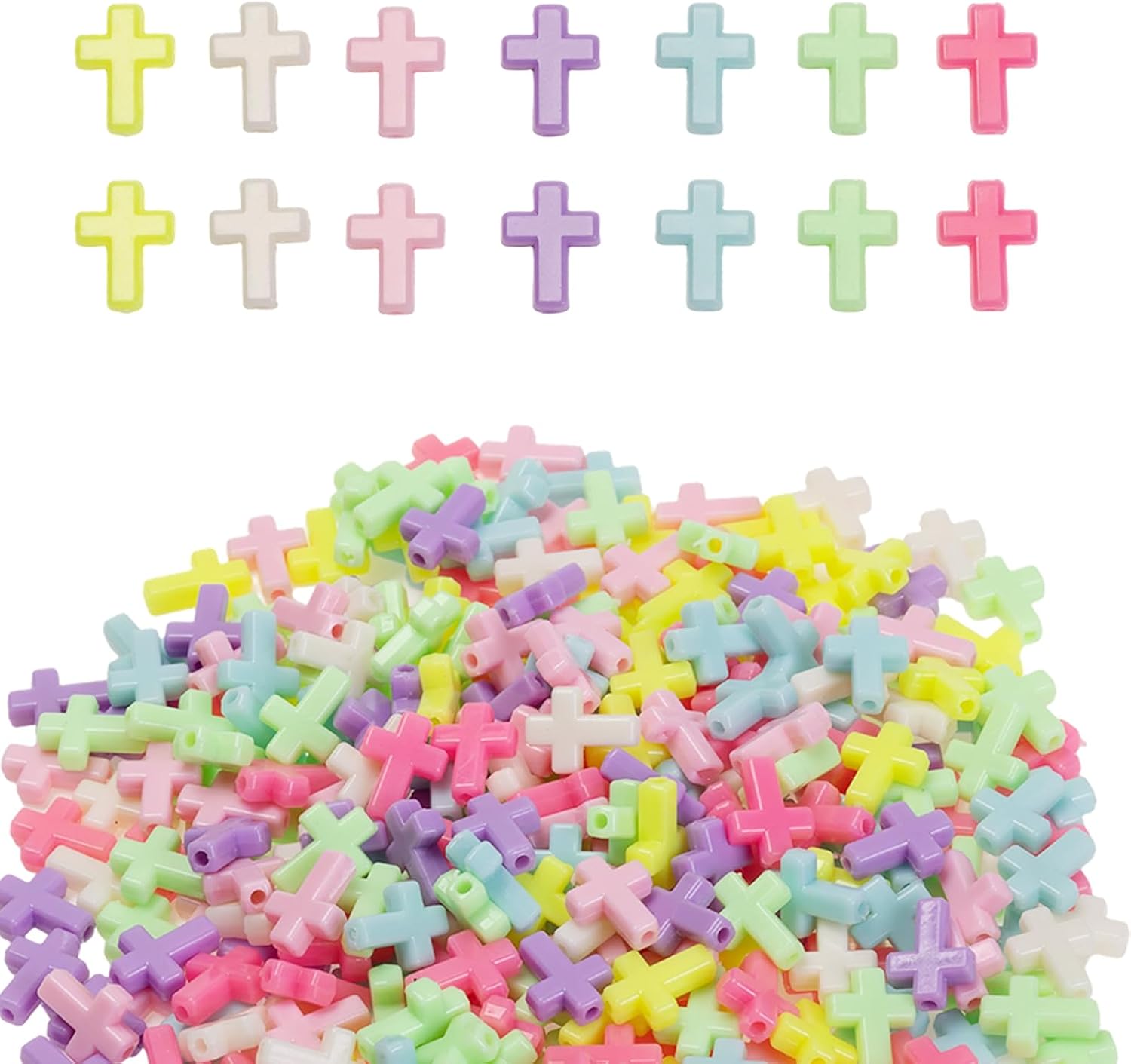 300Pcs Multicolor Cross Beads, Acrylic Mini Crosses