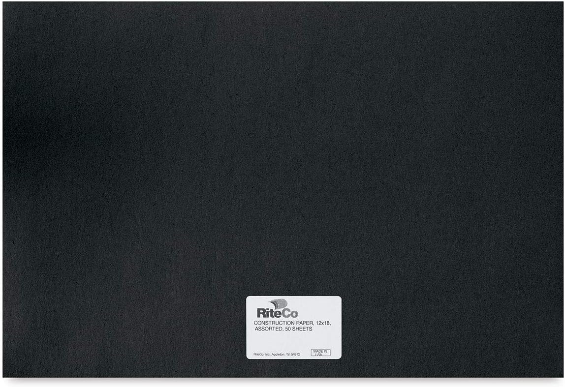 RiteCo Construction Paper, 12 x 18, Black