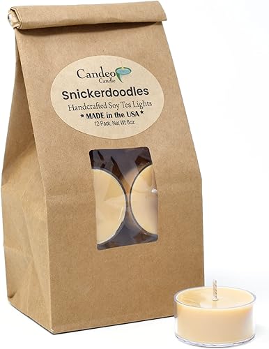 Snickerdoodles - Paquete de 12 velas perfumadas - Mezcla de cera de abeja de soja - Hecho a mano en los Estados Unidos - Candeo Candle - Aromas