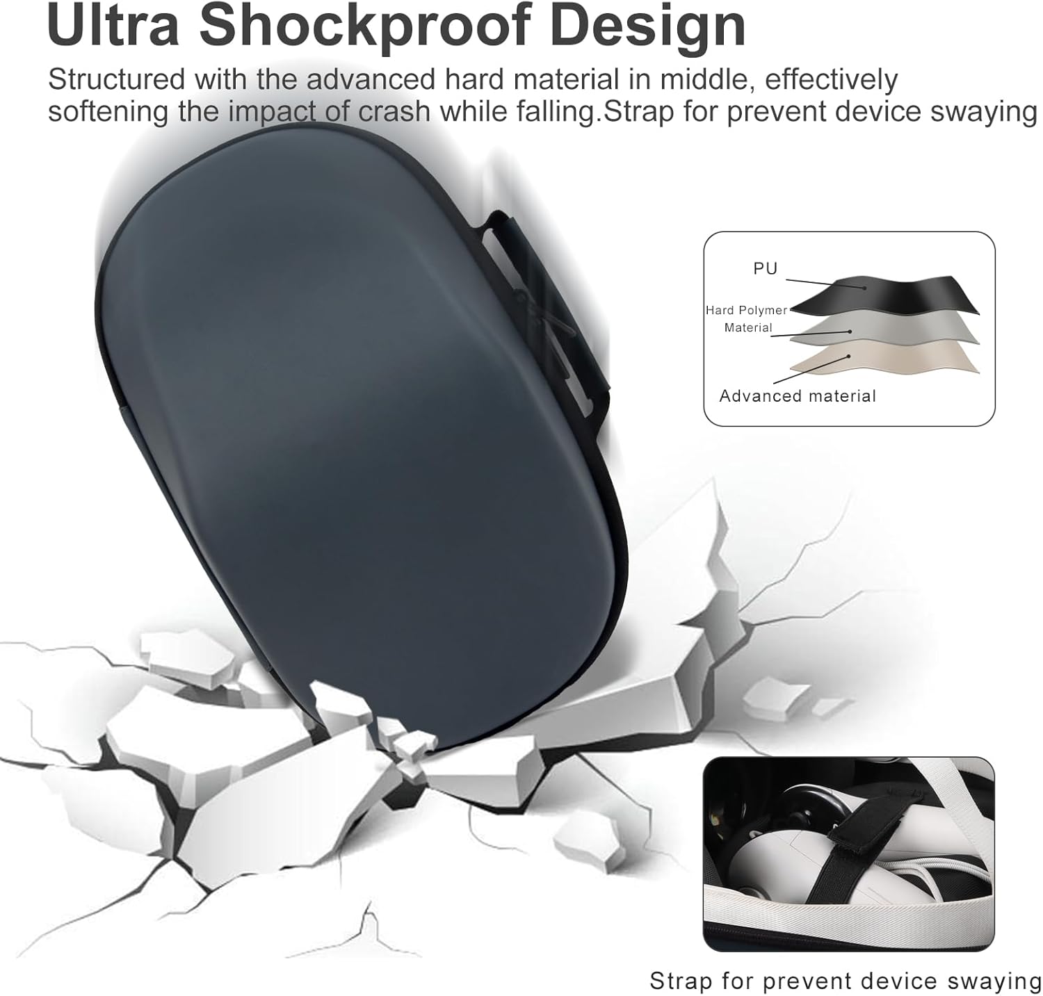 XINGFUDAO Case Designed for the Meta Quest 3 headset, Touch Plus controller, charging cable, adapter, headband (standard or Elite version) and Active Straps.