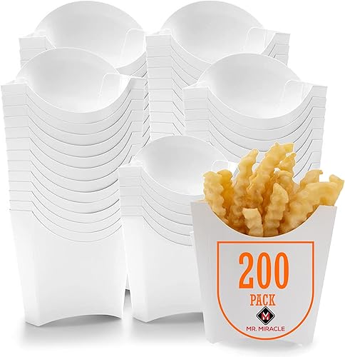 Miniatura 4 de Mr Miracle Soporte para papas fritas a prueba de grasa, taza desechable blanca para papas fritas, caja de papas fritas, 3 onzas, paquete de 100