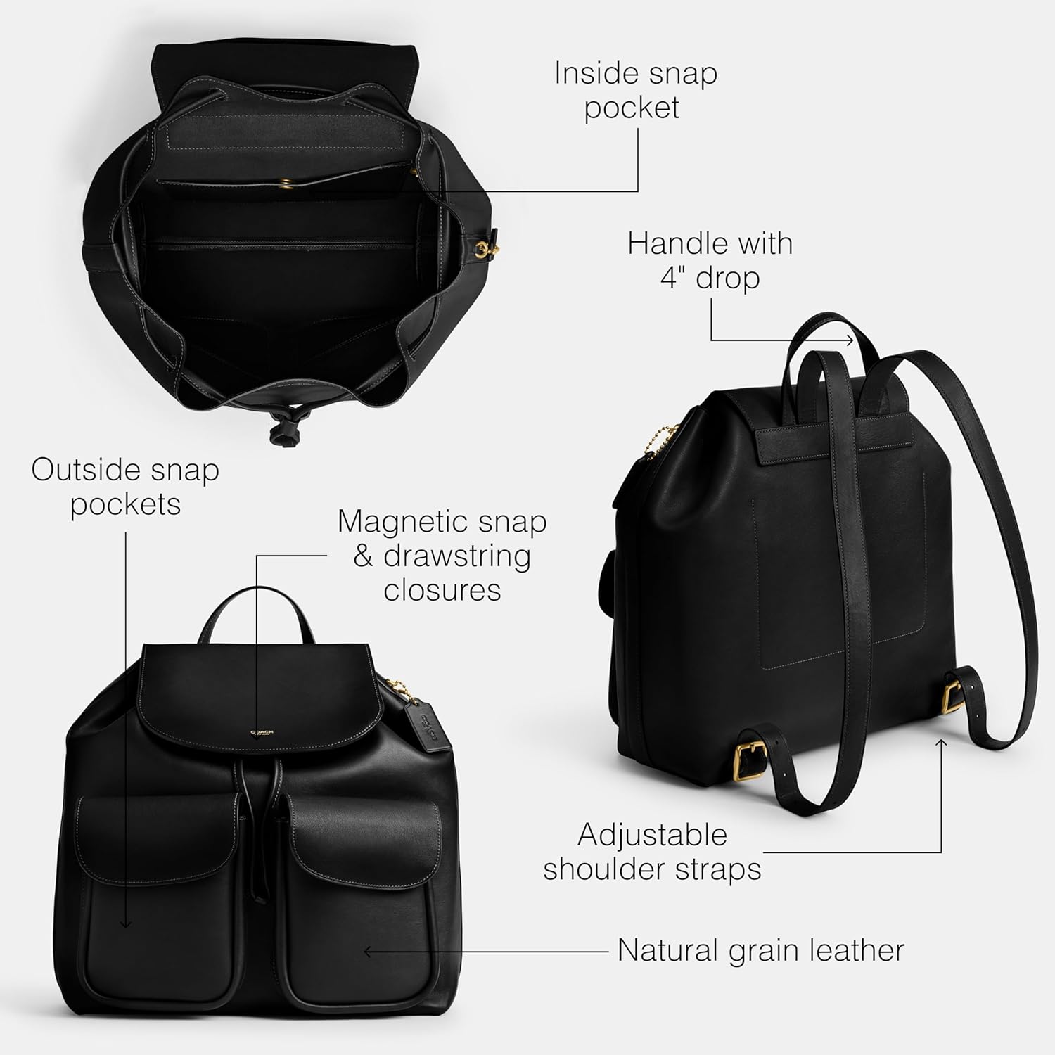 COACH Womens Crosby Backpack Black One Size - Image 3