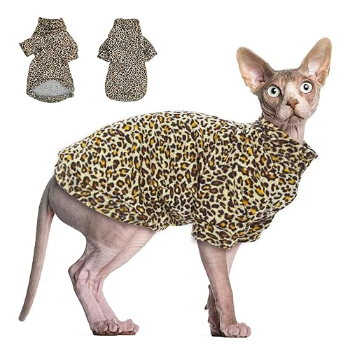 Sphynx Cat Sweater Leopard Hairless Cat Clothes Sweater Shirt Soft