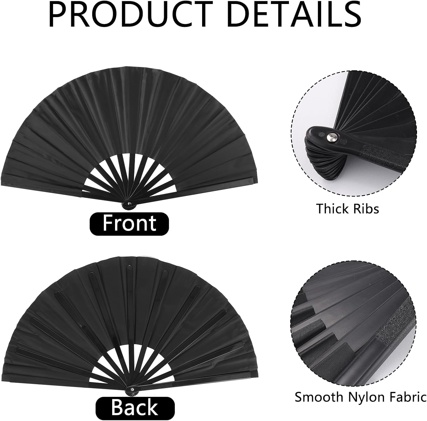 5 PCS Large Folding Hand Fan for Line Dancing with Storage Bag, Chinese Kung Fu Folding Hand Fans,Chinese Kung Fu Hand Fan Decorative Folding Fans for halloween party, Performance, Home Decorations