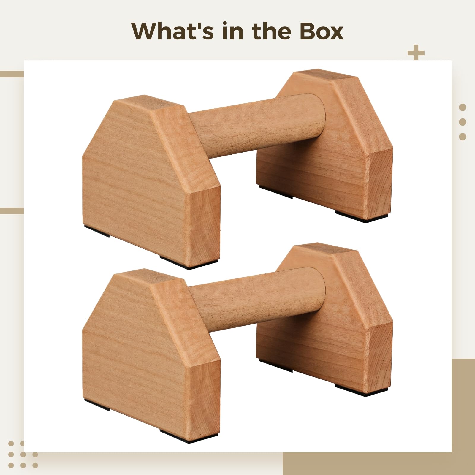 Set di 2 maniglie ergonomiche in legno di faggio per flessioni, base antiscivolo, supporta 299,4 kg, ideale per yoga e ginnastica