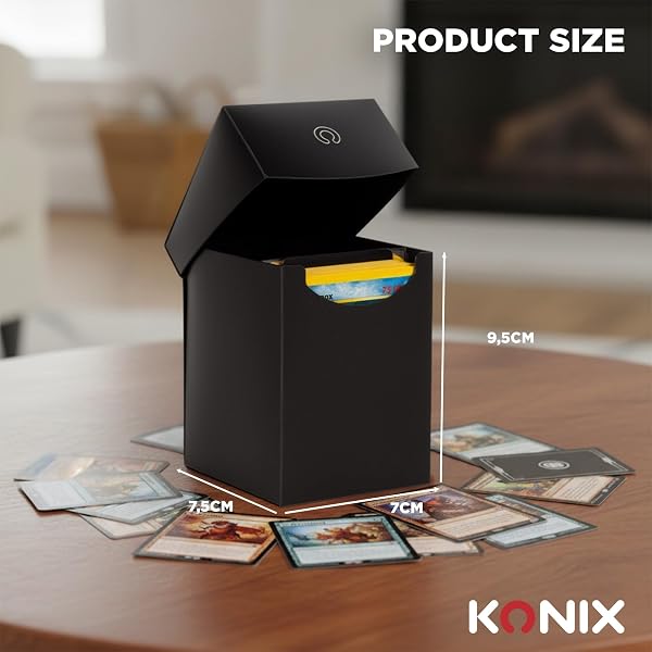 Konix Scatola porta carte TCG Deckbox per giochi di carte collezionabili - Formato 63 x 88 mm - Compatibile con Lorcana, Magic: The Gathering e Pokémon - Nero - 5
