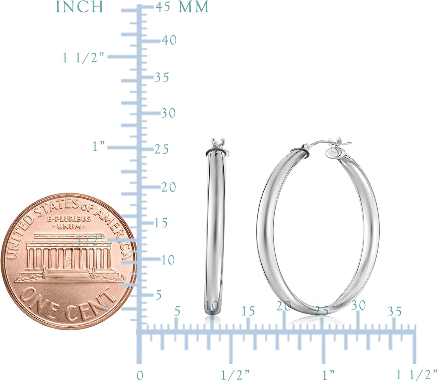 Sterling Silver Round Snuggable Huggie Hoop Earrings, Diameter 25mm