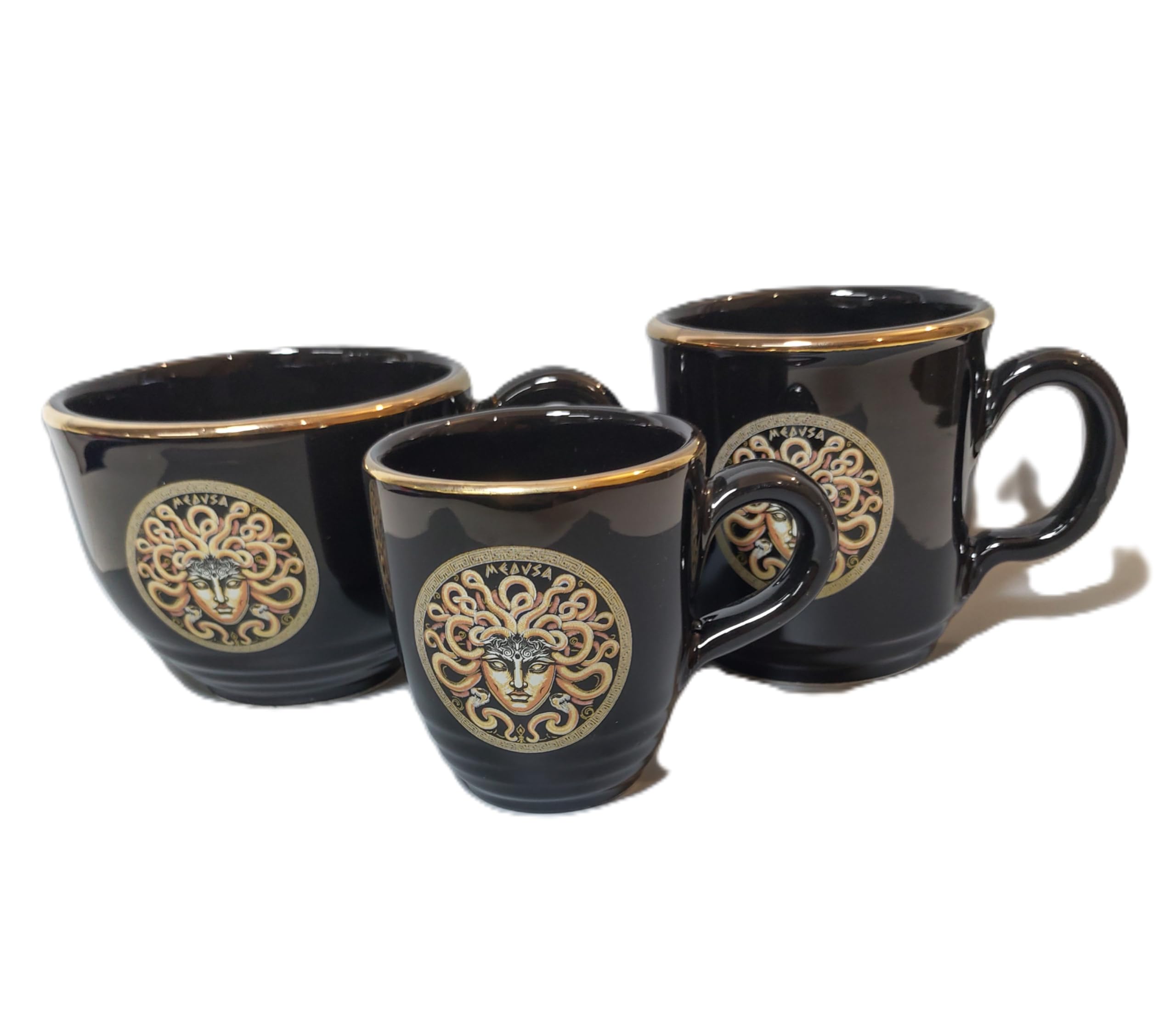 Set tazza di 3 colore nero Medusa serpente testa tema