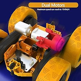Hamdol Remote Control Stunt Car for Kids, 360 Rotating Double-Sided RC Toy Vehicle with LED Headlights, 4WD 2.4GHz Rechargeable Electric Car, Boys & Girls Toy, Birthday Ages 6-12