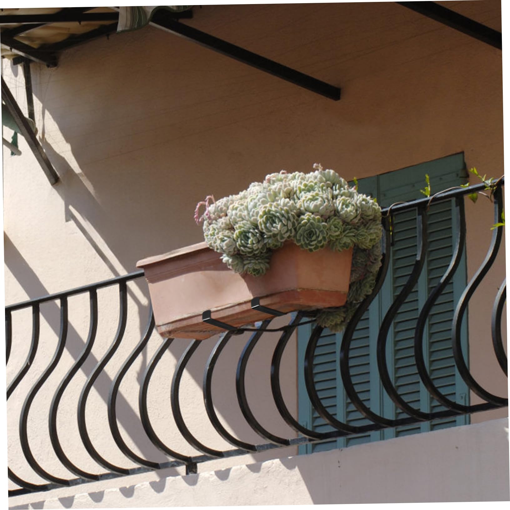 DOITOOL Gartengeländer-blumentopfhalterung Blumenkastenhalter Pflanzgefäßhalter Aus Robustem Eisen Mit Gebogenem Haken Und Rechteckiger Halterung Für Wandpflanzgefäße Fensterbänke Balkone