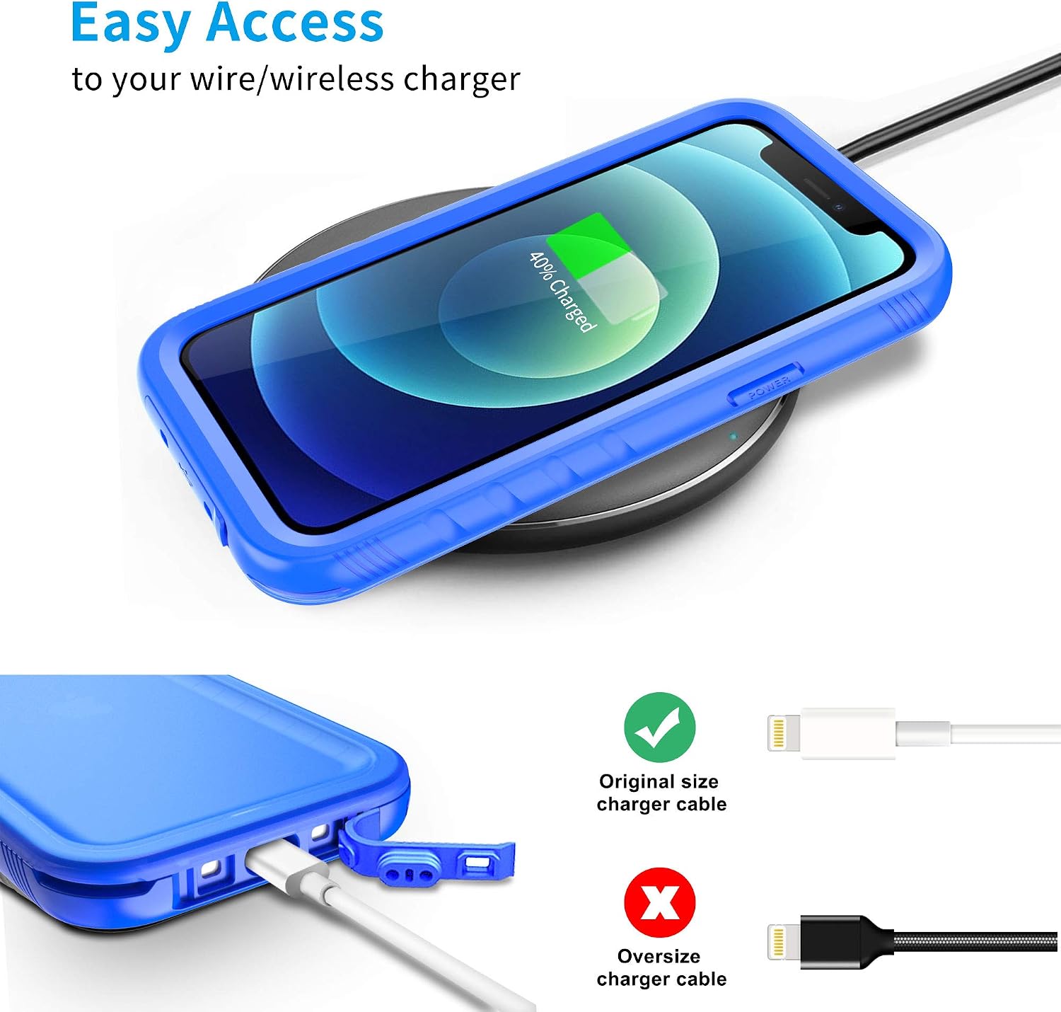 SPORTLINK Compatible with iPhone 12 Pro Max Waterproof Case - Full Body Shockproof Dustproof Phone Screen Protector Rugged Cases for iPhone 12 Pro Max 6.7 Inches Blue