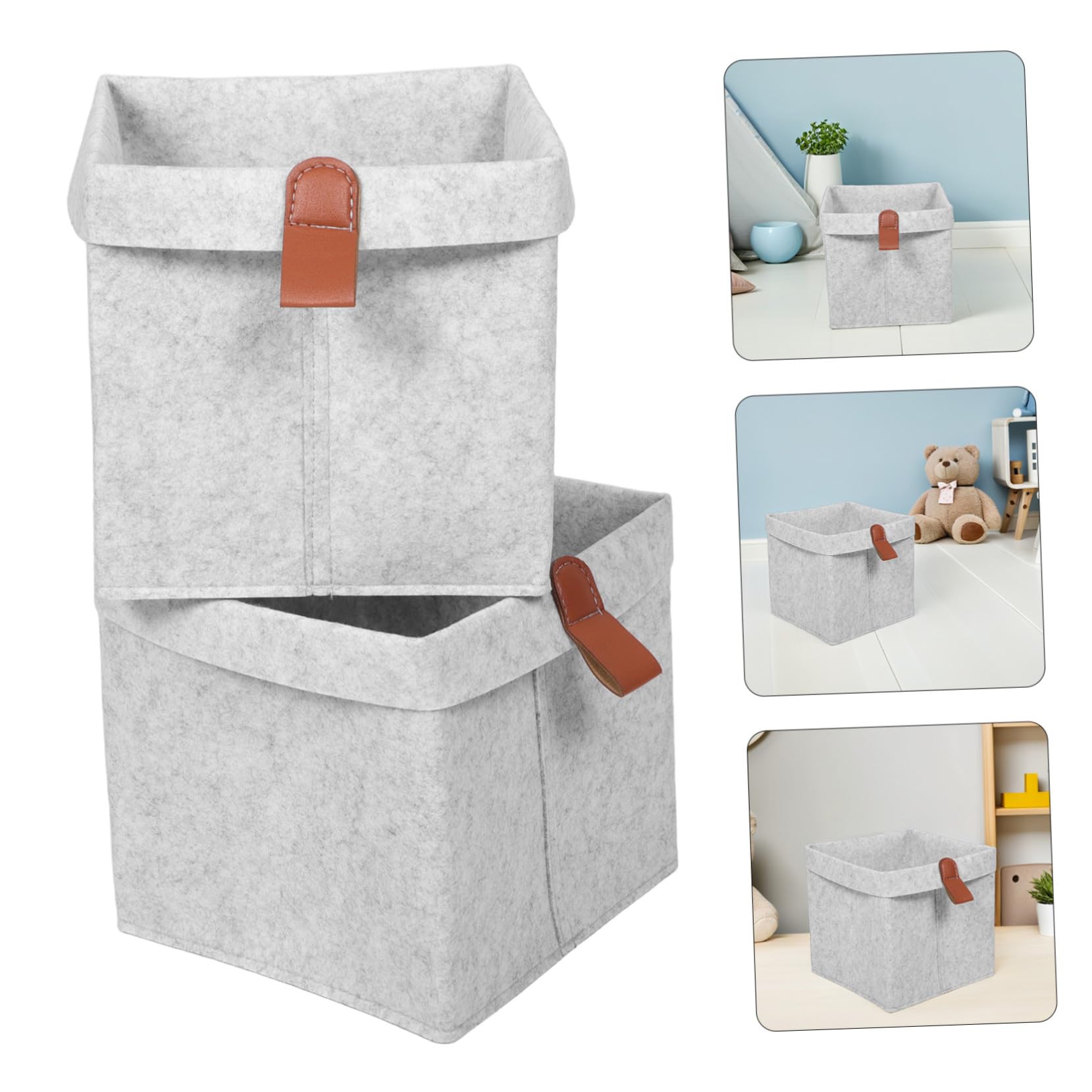 Levemolo 6 Stück Faltbare Filz aufbewahrungsboxen mit Griff Platzsparende Würfelkörbe für Schrank Büro Kinderzimmer Organizer für Kleidung Bücher Regale Hellgrau