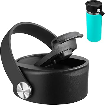 Flip Lid for Hydro Flask Wide Mouth | Top Replacement Lid Compatible with Hydroflask 12 16 18 20 32 40 Ounce | Leak-Proof Coffee Cap with Flex Handle