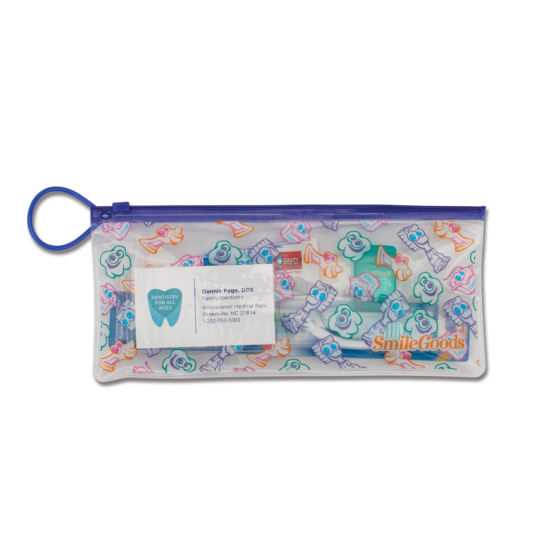 SmileGoods Zipper Pouch with Business Card Holder, 4.5" x 10", Dental Friends, Pack of 72