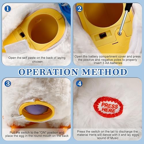 Miniatura 2 de SOMOYA Juguete loco de peluche eléctrico con diseño de huevo para poner pollo, bailando con sonido y música, animales de juguete