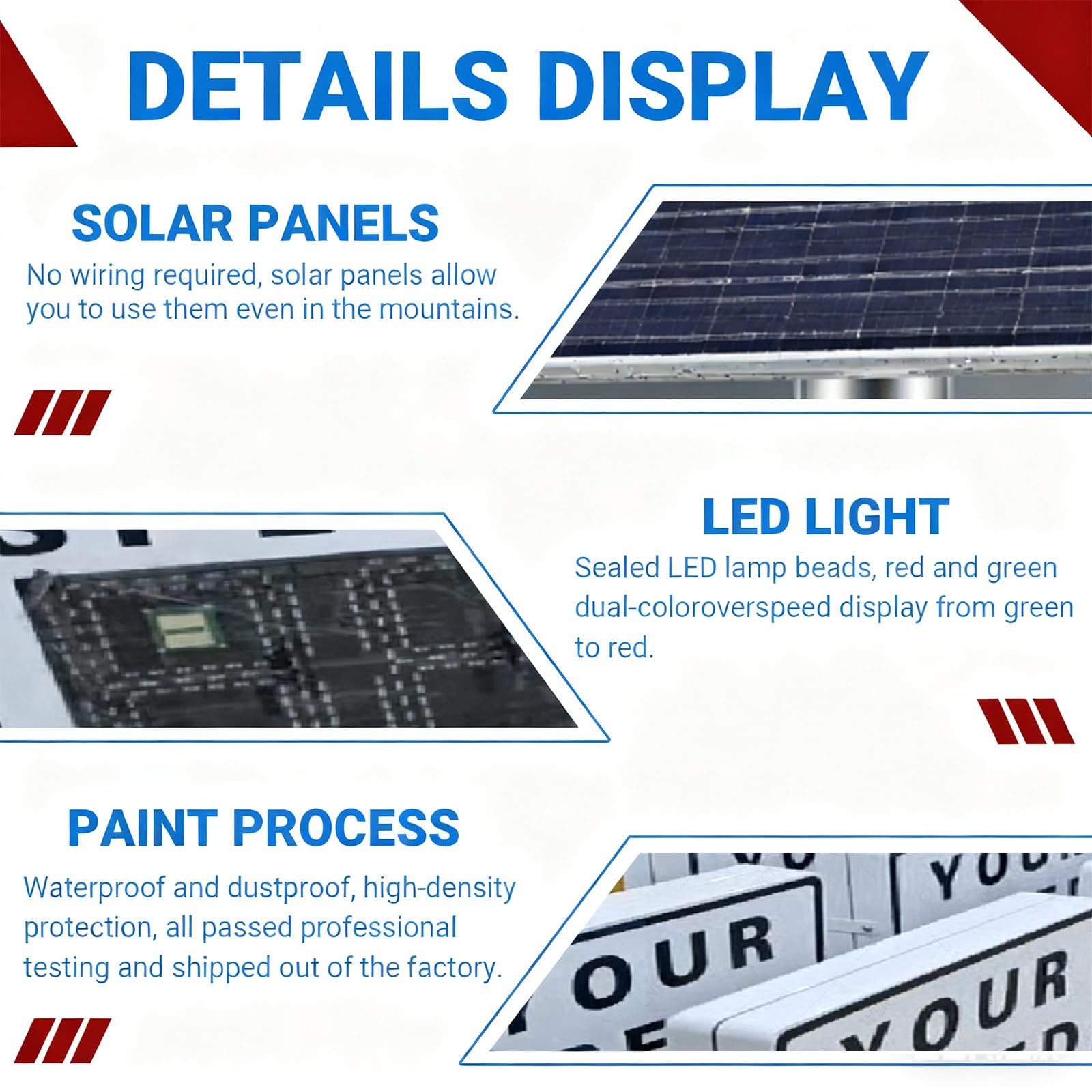 Cartel de Velocidad con Radar Solar – Panel de Visualización Inalámbrico de 60x90 cm con Retroalimentación Instantánea, Control Remoto, Detección de 200 m y Protección IP65