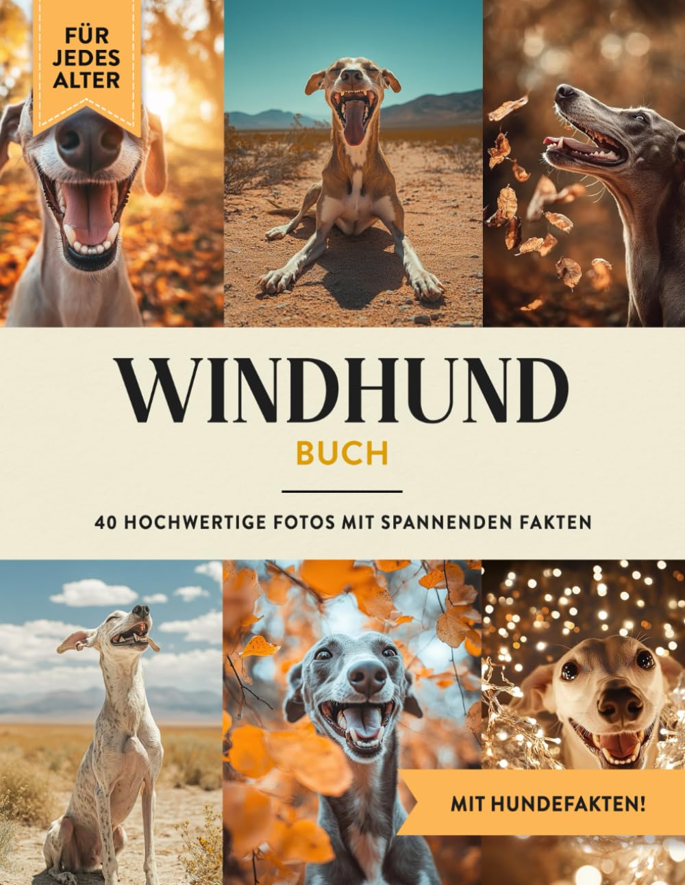 Windhund Buch: 40 Bilder & Fakten | Greyhound Hundebuch als Geschenk für Kinder & Erwachsene