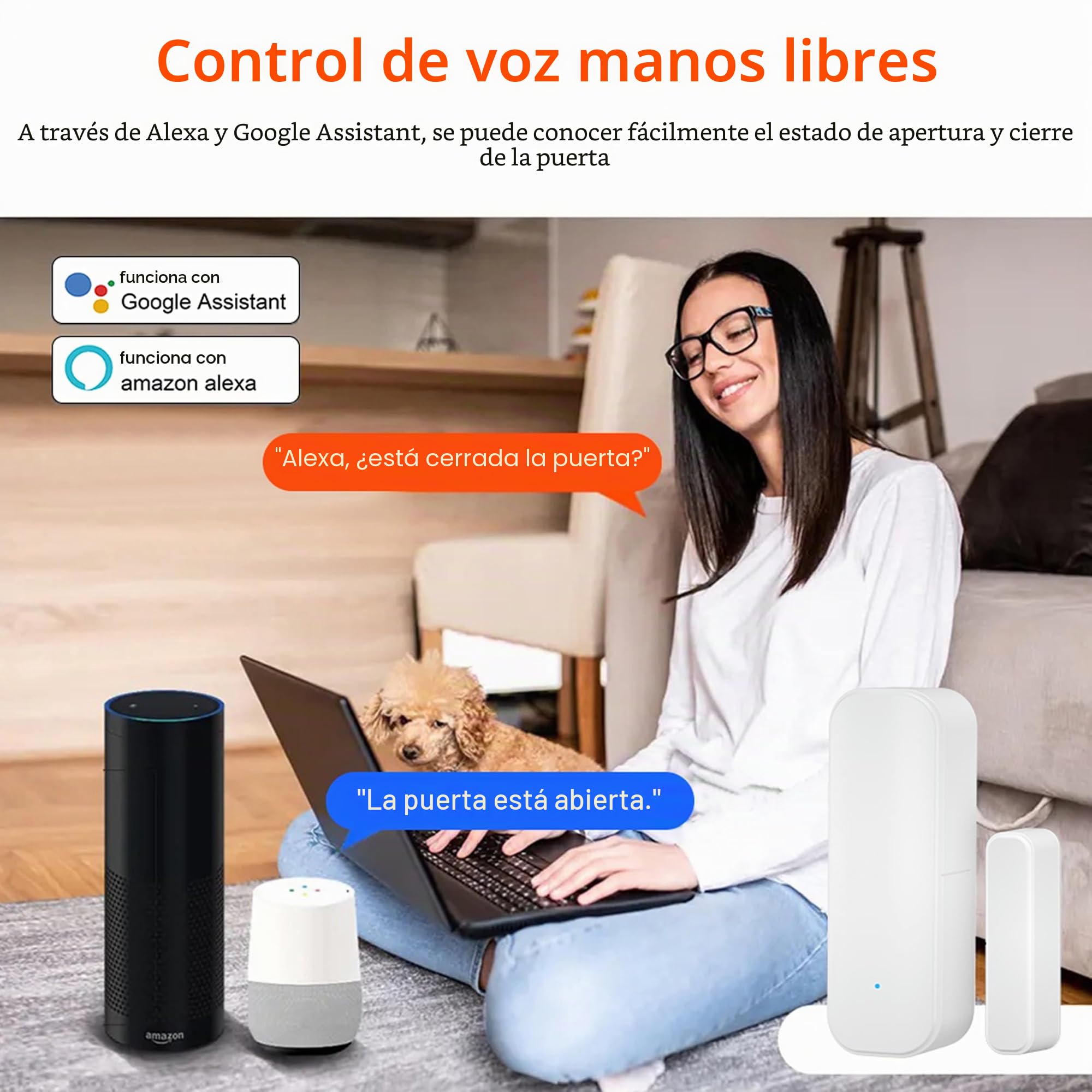 Sensor de puerta WiFi, sensor de ventana de puerta inteligente Tuya, sensor de ventana inalámbrico en tiempo real compatible con Alexa Google, sensor de contacto abierto de puerta (paquete de 4)