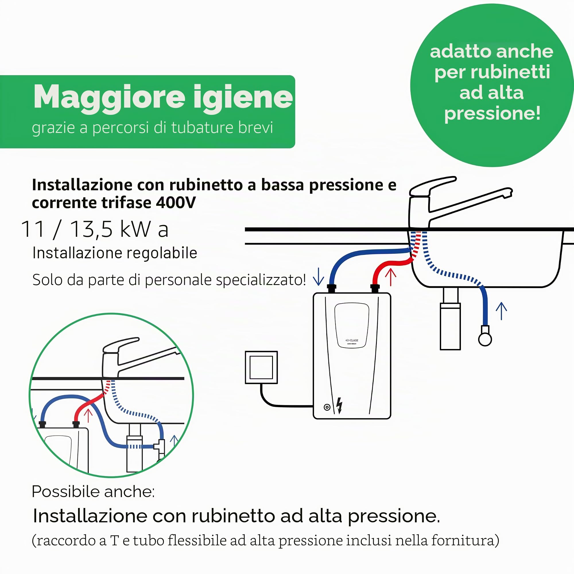 Scaldacqua istantaneo compatto CEX-U - Trifase