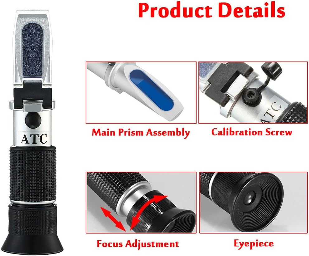 Wine Refractometer,V·RESOURCING Hand Held Brix/Alcohol Refractometer
