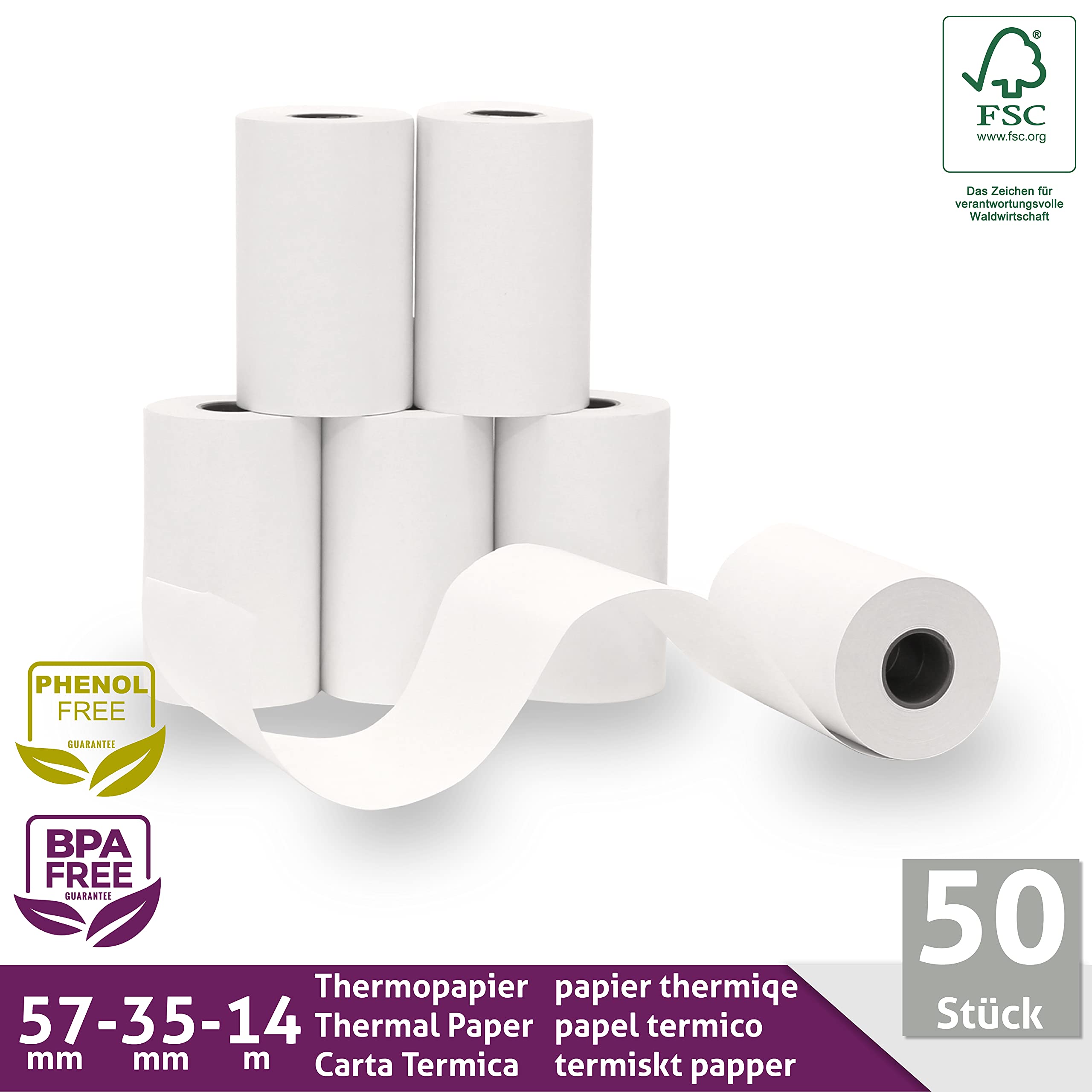 50 Rotoli Carta Termica 57x40mm - Per Stampanti Scontrini E POS - Foto 8