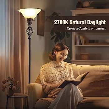 フロア スタンド ランプ Torchiere 照明 ハロゲンランプ トーチャー Torchiere Floor Lamp for Living Room, LED Standing Reading