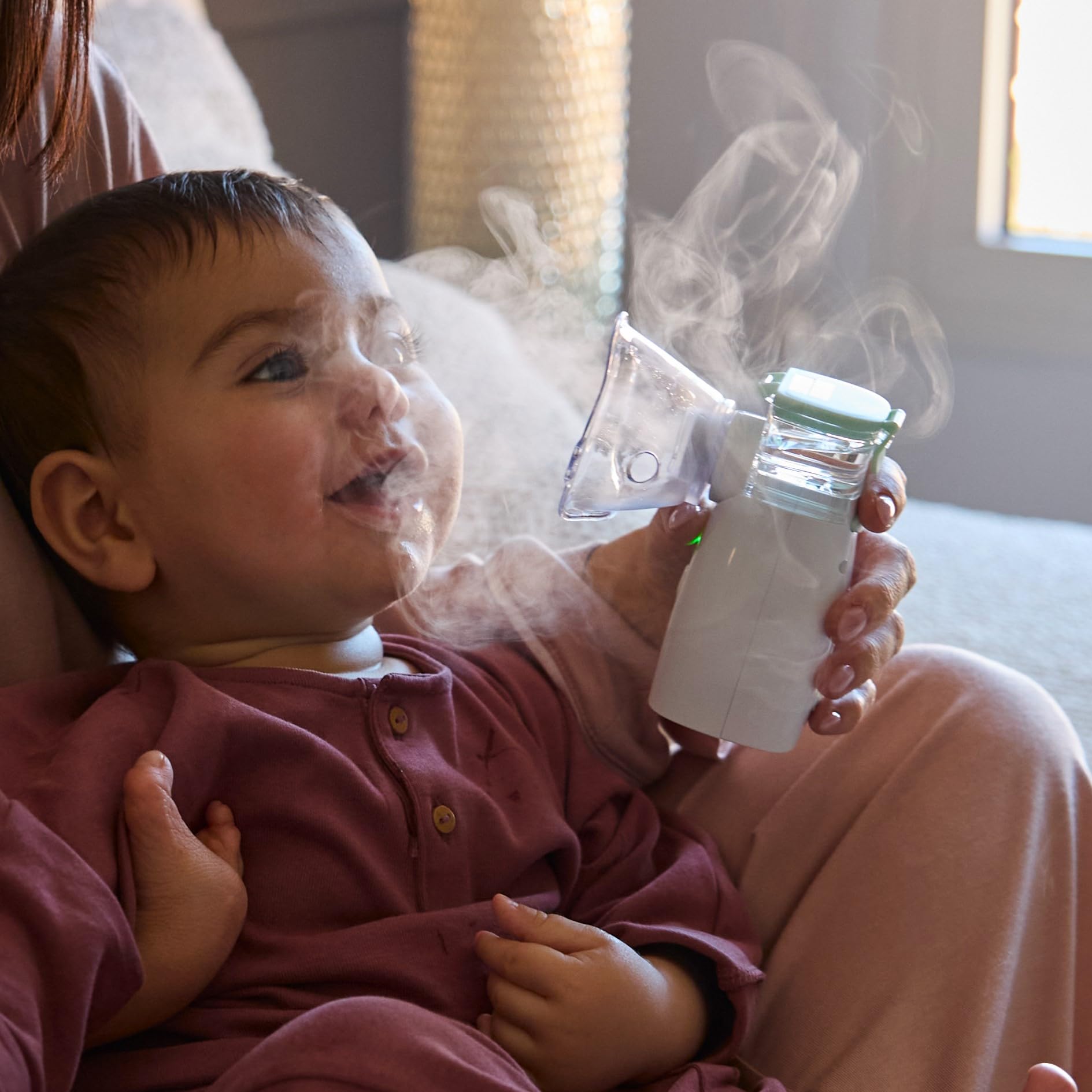 Miniland Nebulizador Bebe Portatil y Silencioso, Apto para Bebe, Niños y Adultos, Nebulizador Pediatrico Recargable, Tecnología Mesh, Incluye Mascarillas y Bolsa | Nebuclean