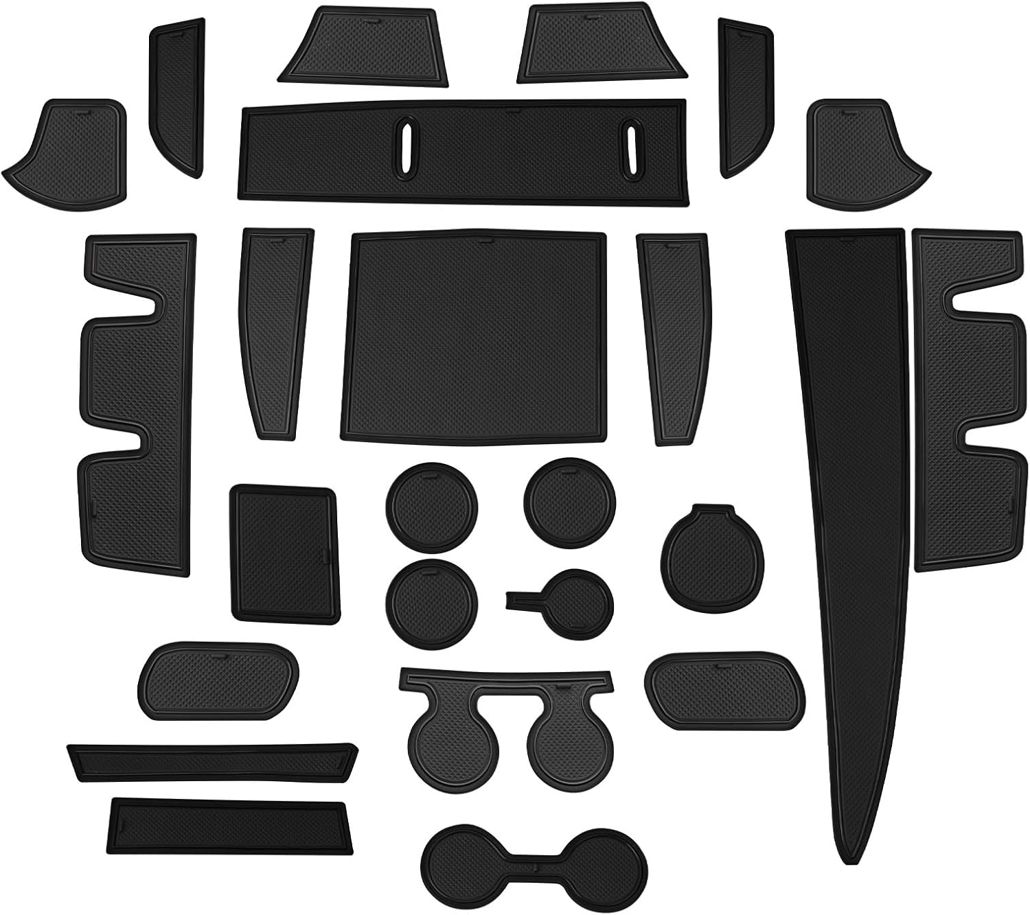 LUWU for 2025 2026 Sienna Accessories - for 2021-2025 2026 Toyota Sienna Door Slot Mats Cup Holder Insert Coaster Center Console Liners Mats Premium for Door Groove Gate Black - 25PCS/Set